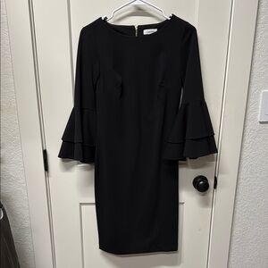 Calvin Klein Black Ruffle Sleeve Dress